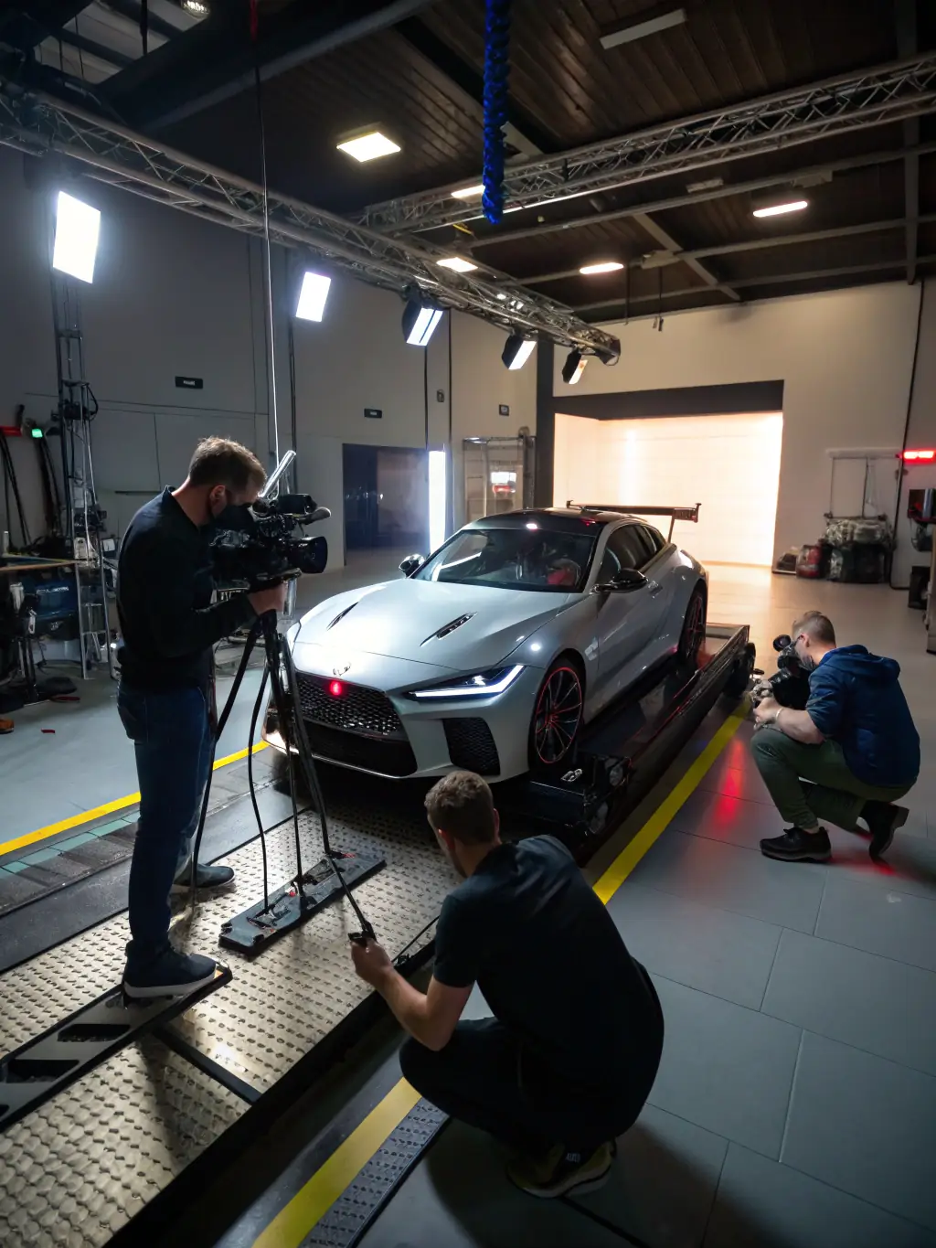 A technical illustration of a vehicle undergoing homologation testing, showcasing JMJ Solutions' commitment to meeting regulatory standards.